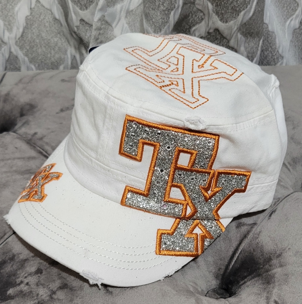 Women's Distressed "TX" Cadet Hat | Texas Bling Cap | Adjustable Bling Hat - Picture 10 of 10